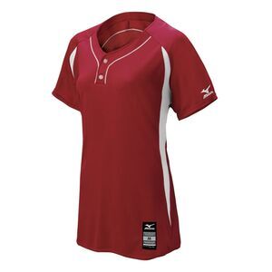 Mizuno Girls Elite 2-Button Game Jersey Maroon Size Youth‎ Medium NWT
